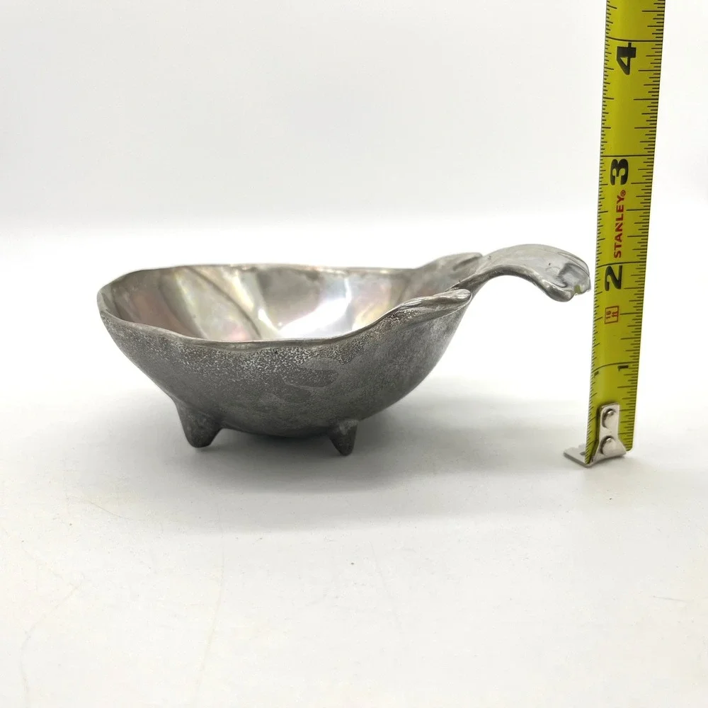 Wilton Columbia PA Pewter Fish Nut Dish Bowl Silver Tone Footed Vintage